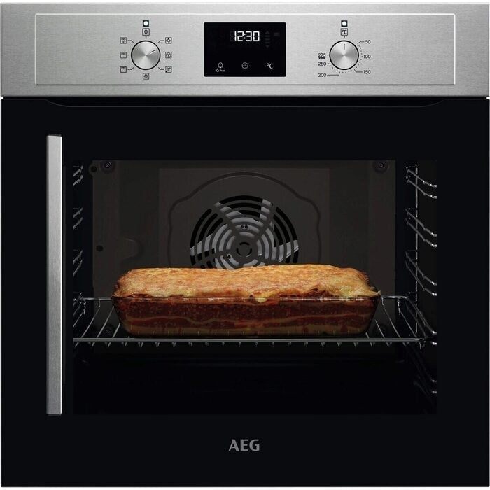 AEG 3000 Series BCX335R11M Surround Cook Electric Single Built in Oven with Retractable Dials in Stainless Steel