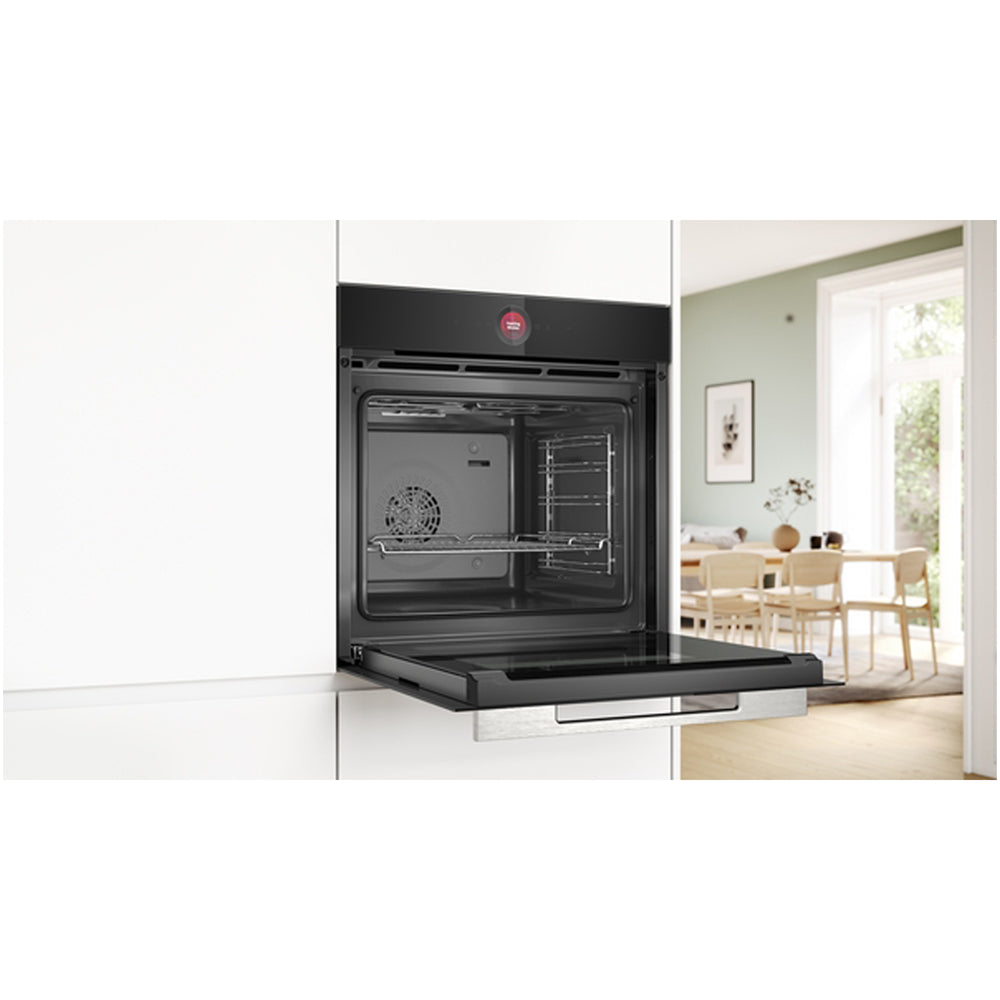 Bosch HBG7341B1B 60cm Series 8 Catalyic Electric Built in Single Oven with Air Fry Function in Black