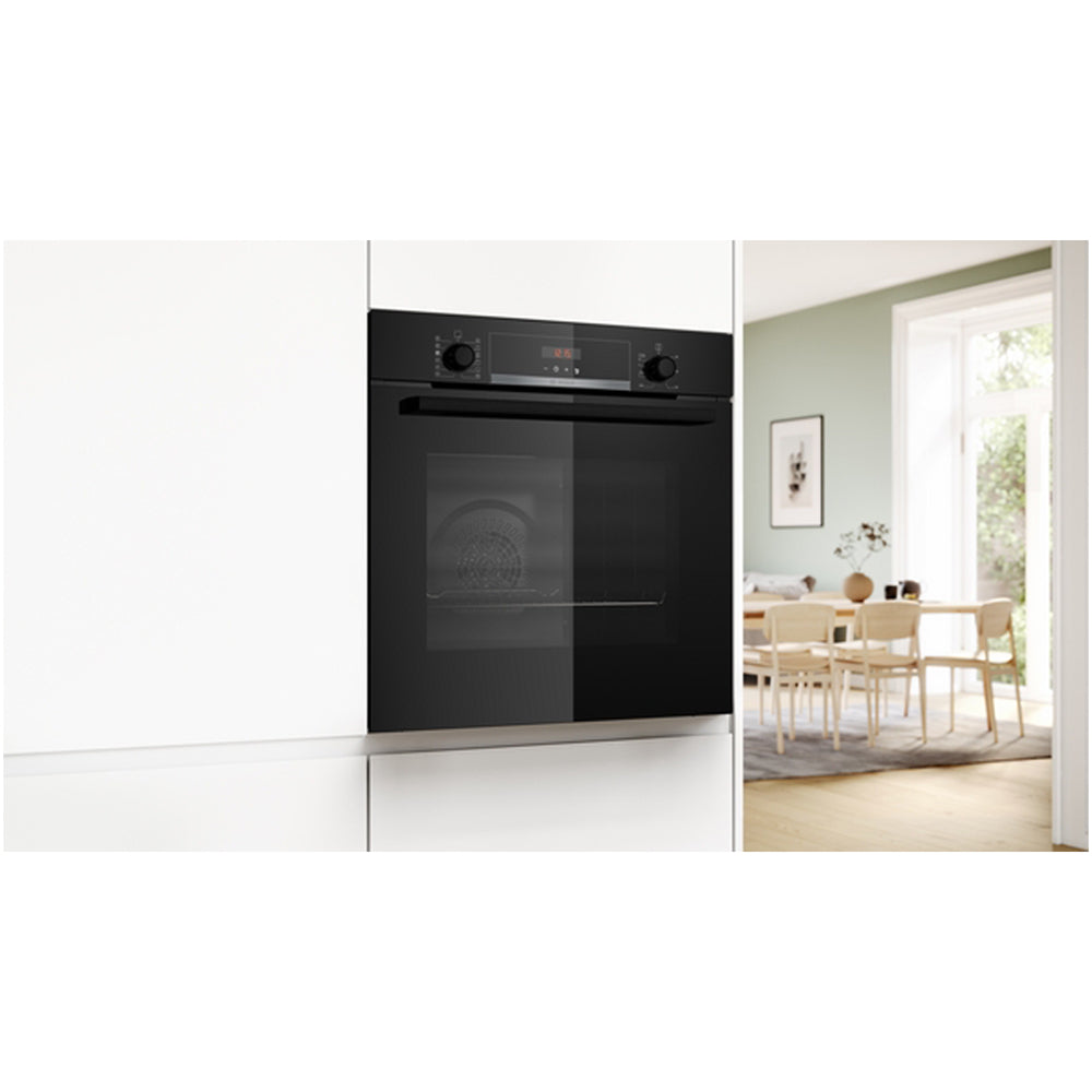 Bosch HQA574BB3B Series 4 71L Built-In Electric Single Pyrolytic Oven Black - A+ Rated